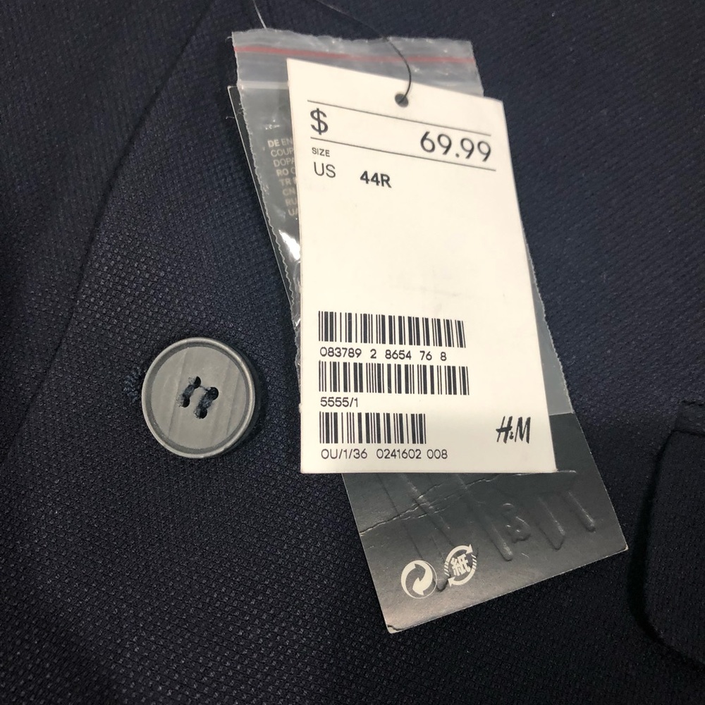 H&M Men’s Blazer 44R Slim Fit Navy